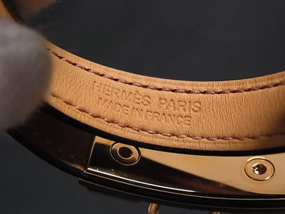 Hermes Rival Double Tour Leather Bracelet Pink — view 5