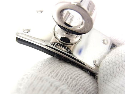 Hermes Kelly Leather Silver Glove Holder Black Gloves — view 3