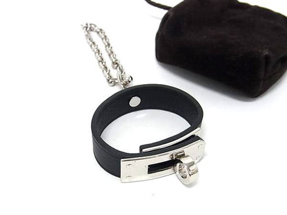 Hermes Kelly Leather Silver Glove Holder Black Gloves