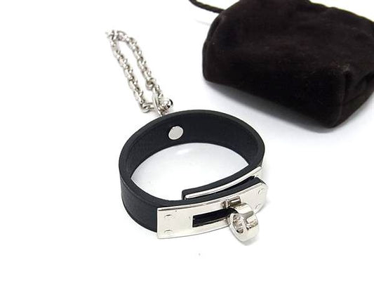 Hermes Kelly Leather Silver Glove Holder Black Gloves