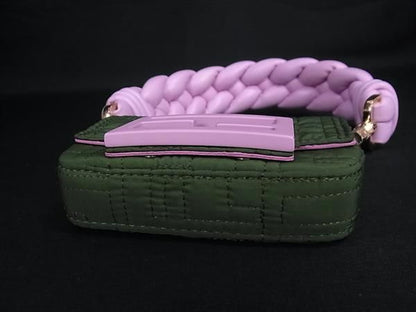 Fendi Nano Bucket Nylon 2-Way Handbag Maxi Handle Charm Green Pink — view 4