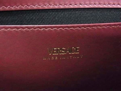 Versace Virtus Leather 2-Way Handbag Shoulder Bordeaux — view 6