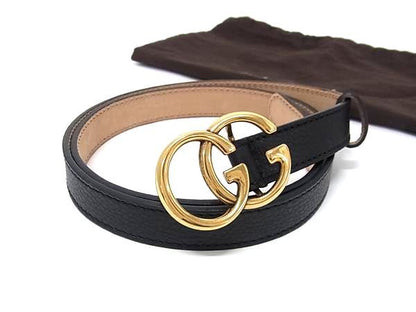 Gucci GG Marmont Leather Gold 80 32 Black Belt