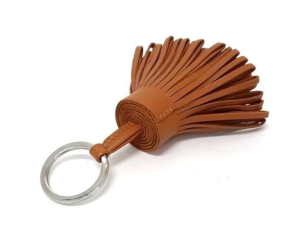 Hermes Carmen Leather Silver Key Holder Key Charm Bag Brown — view 2
