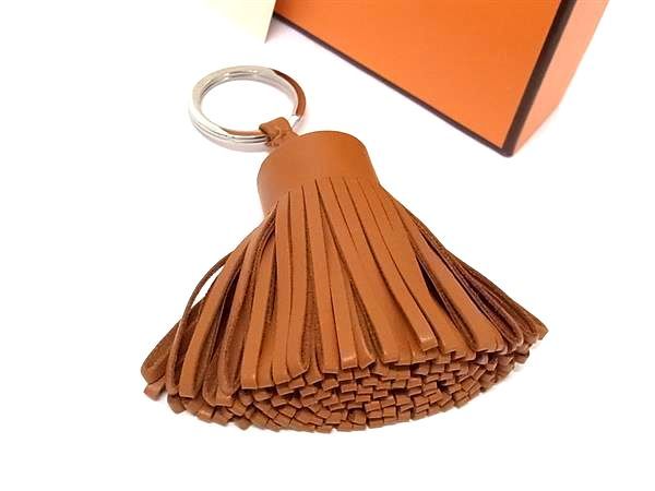 Hermes Carmen Leather Silver Key Holder Key Charm Bag Brown