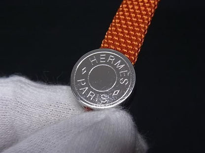 Hermes Series Canvas Silver Strap Key Holder Charm Orange — view 3