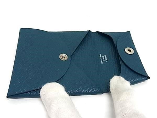 Hermes Bastia Chevre Silver Coin Purse Green — view 3