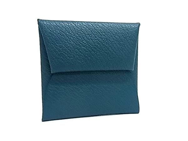 Hermes Bastia Chevre Silver Coin Purse Green