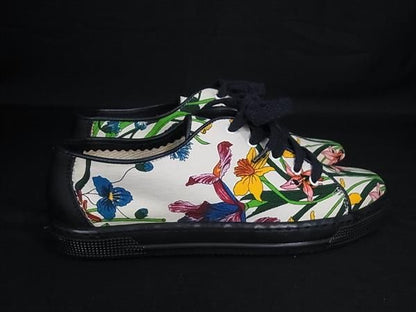 Gucci Flora Canvas Leather 35 Shoes Ivory — view 2