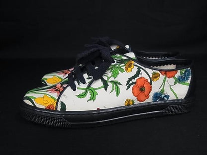 Gucci Flora Canvas Leather 35 Shoes Ivory — view 3