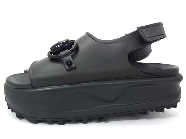 Gucci Flat Form Horsebit Rubber Sandals 35 Shoes Black — view 3