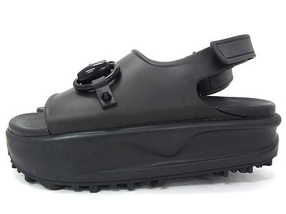Gucci Flat Form Horsebit Rubber Sandals 35 Shoes Black — view 3