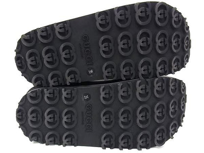 Gucci Flat Form Horsebit Rubber Sandals 35 Shoes Black — view 4