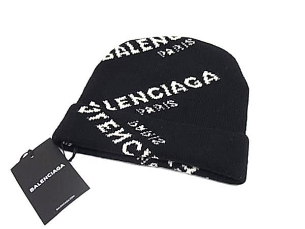 Balenciaga Wool Nylon Knit Cap Hat Black White — view 2