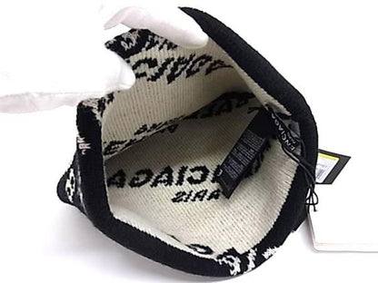 Balenciaga Wool Nylon Knit Cap Hat Black White — view 3