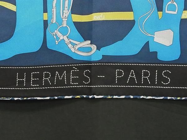 Hermes Monsieur Et Madame & Carre 70 Silk Scarf Shawl Navy — view 4