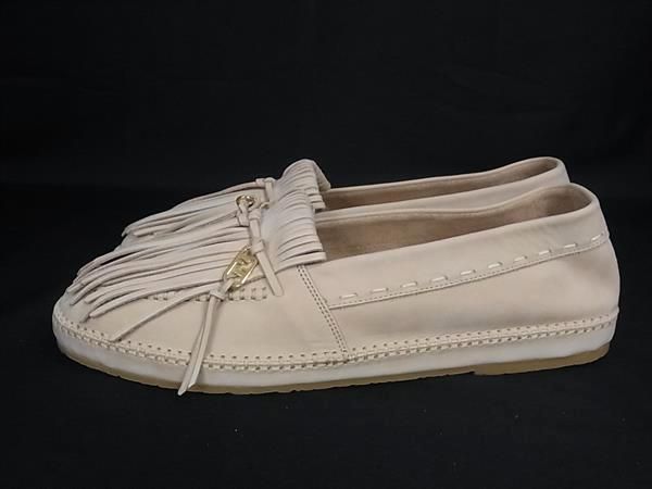 Fendi O-rock Suede Tassel Loafers 10 Shoes Beige — view 3