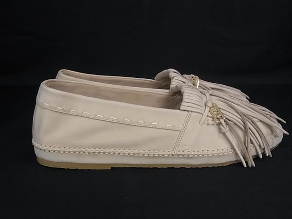 Fendi O-rock Suede Tassel Loafers 10 Shoes Beige — view 2