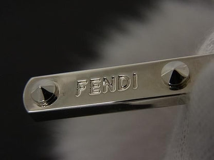 Fendi Pom Charm Leather Bag Key Holder Key Ring Gray — view 3