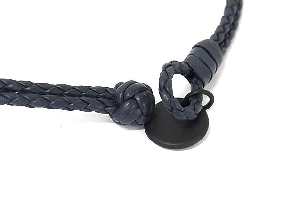 Bottega Veneta Intrecciato Leather Bracelet Navy — view 3
