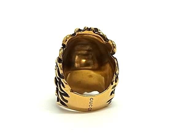 Gucci Lion Head Gold Black Ring — view 2