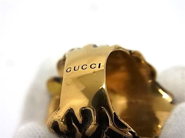 Gucci Lion Head Gold Black Ring — view 4