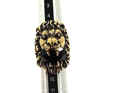 Gucci Lion Head Gold Black Ring — view 3