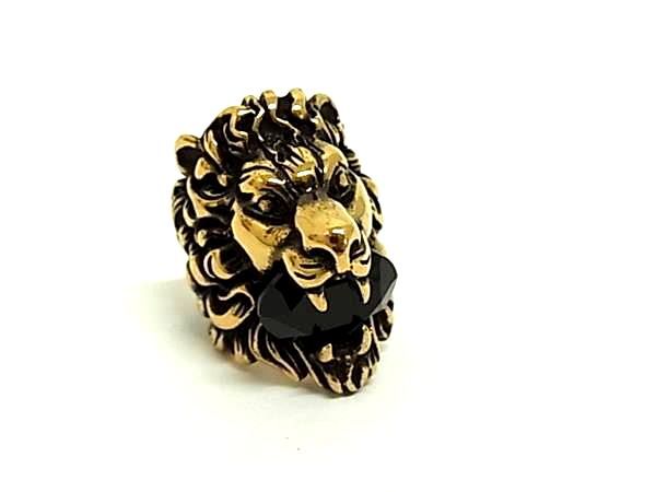 Gucci Lion Head Gold Black Ring