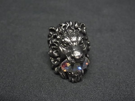 Gucci Lion Head Silver Aurora Ring