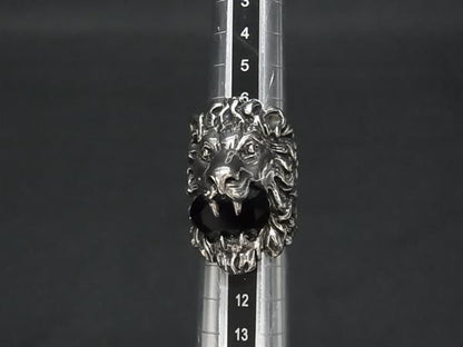 Gucci Lion Head Silver Black Ring — view 3