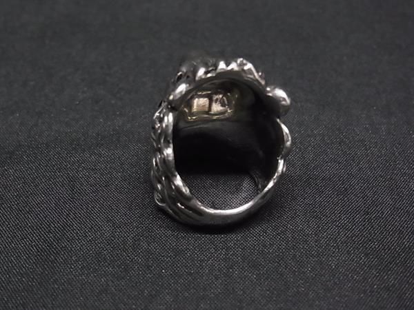 Gucci Lion Head Silver Black Ring — view 2