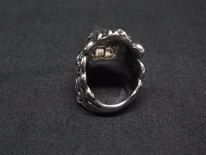 Gucci Lion Head Silver Black Ring — view 2