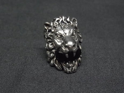 Gucci Lion Head Silver Black Ring