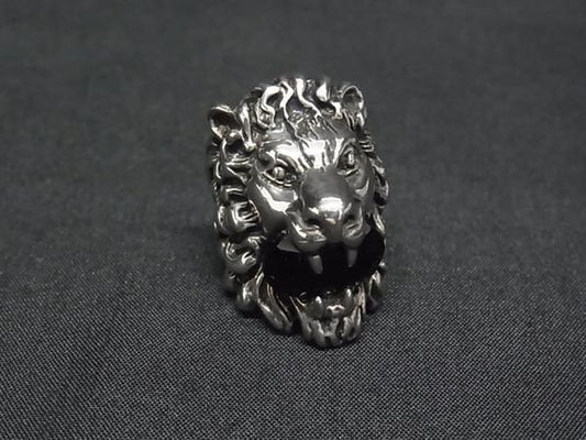 Gucci Lion Head Silver Black Ring
