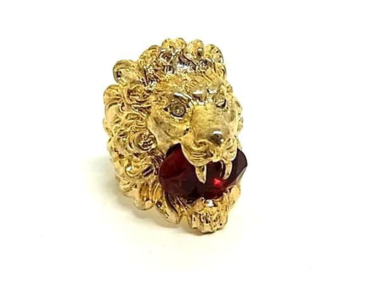 Gucci Lion Head Shishi S Gold Red Ring