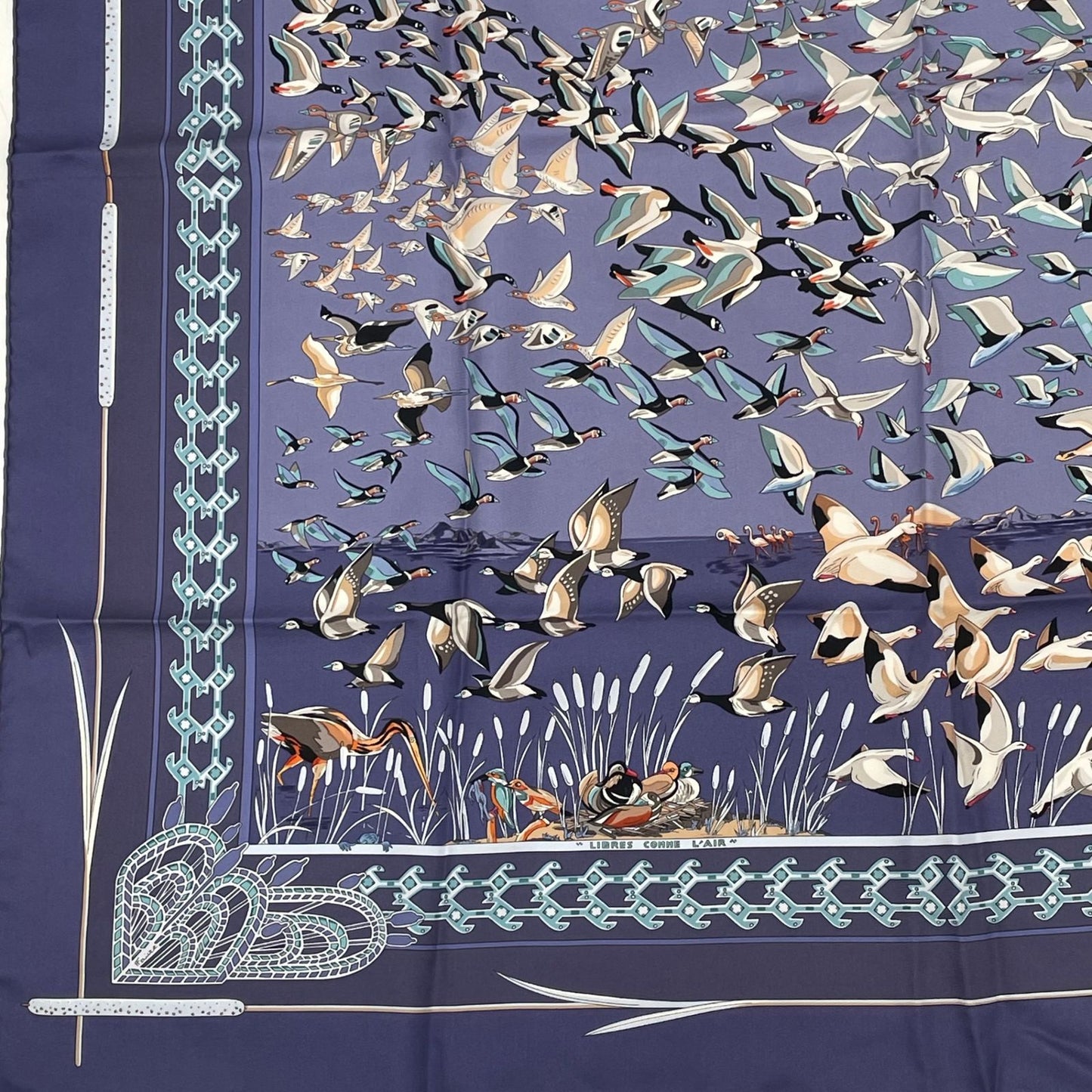Hermes Carre 90 Libres Comme L'air the Sky Is Silk Scarf Blue — view 4