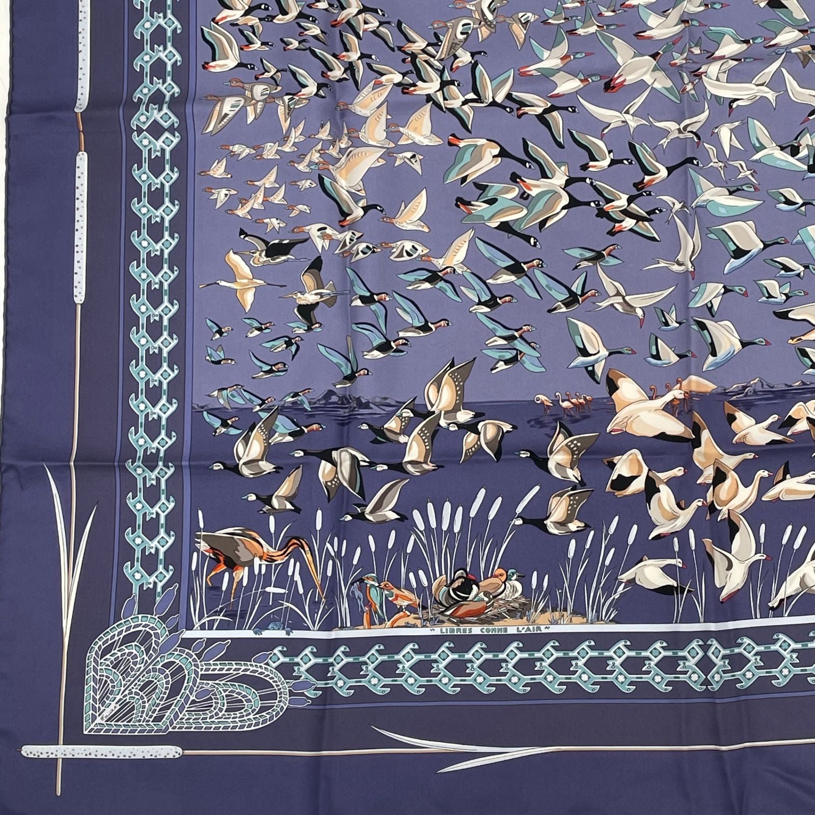 Hermes Carre 90 Libres Comme L'air the Sky Is Silk Scarf Blue — view 4