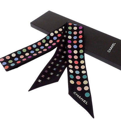 Chanel Slim Bandeau Scarf Silk Black Multicolor