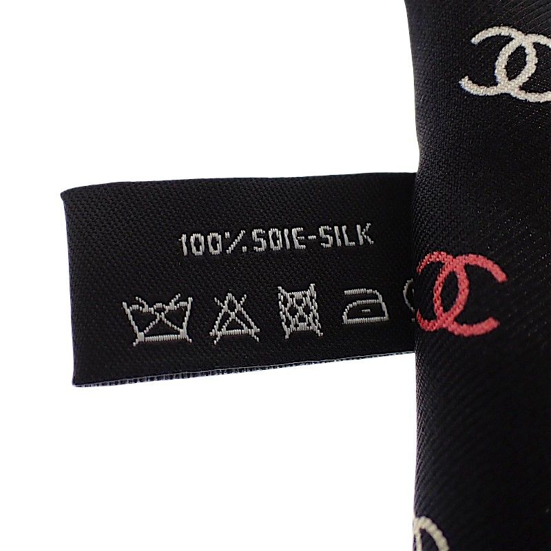 Chanel Slim Bandeau Scarf Silk Black Multicolor — view 6
