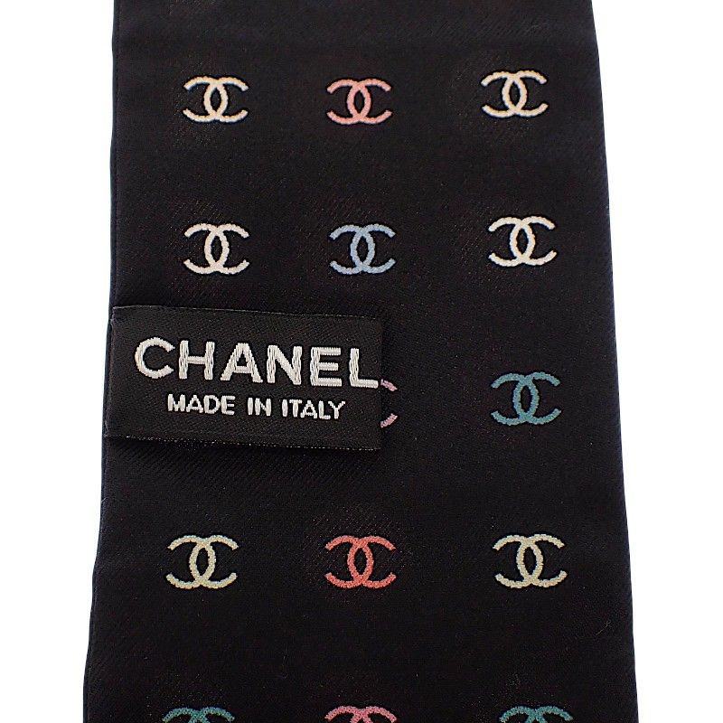 Chanel Slim Bandeau Scarf Silk Black Multicolor — view 5