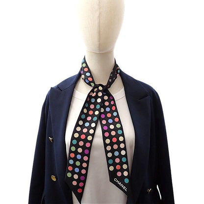 Chanel Slim Bandeau Scarf Silk Black Multicolor — view 7