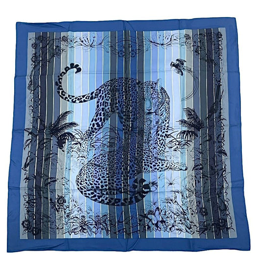 Hermes Scarf Carre 90 Dip Dye Jungle Love Silk 100% Blue