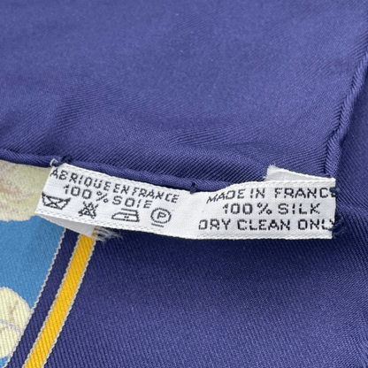 Hermes Carre 90 Chasse Au Bois Forest Hunting Blue Scarf Silk — view 6