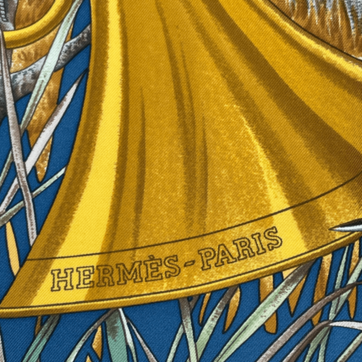 Hermes Carre 90 Chasse Au Bois Forest Hunting Blue Scarf Silk — view 7