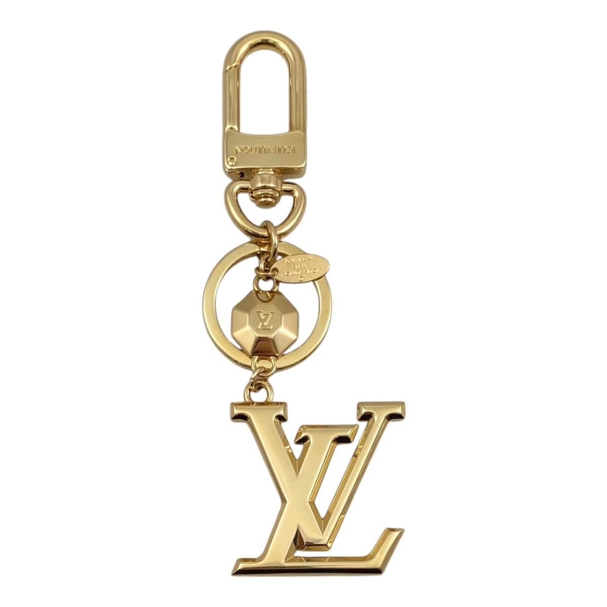 Louis Vuitton Bag Charm Key Holder LV Facet Logo Gold