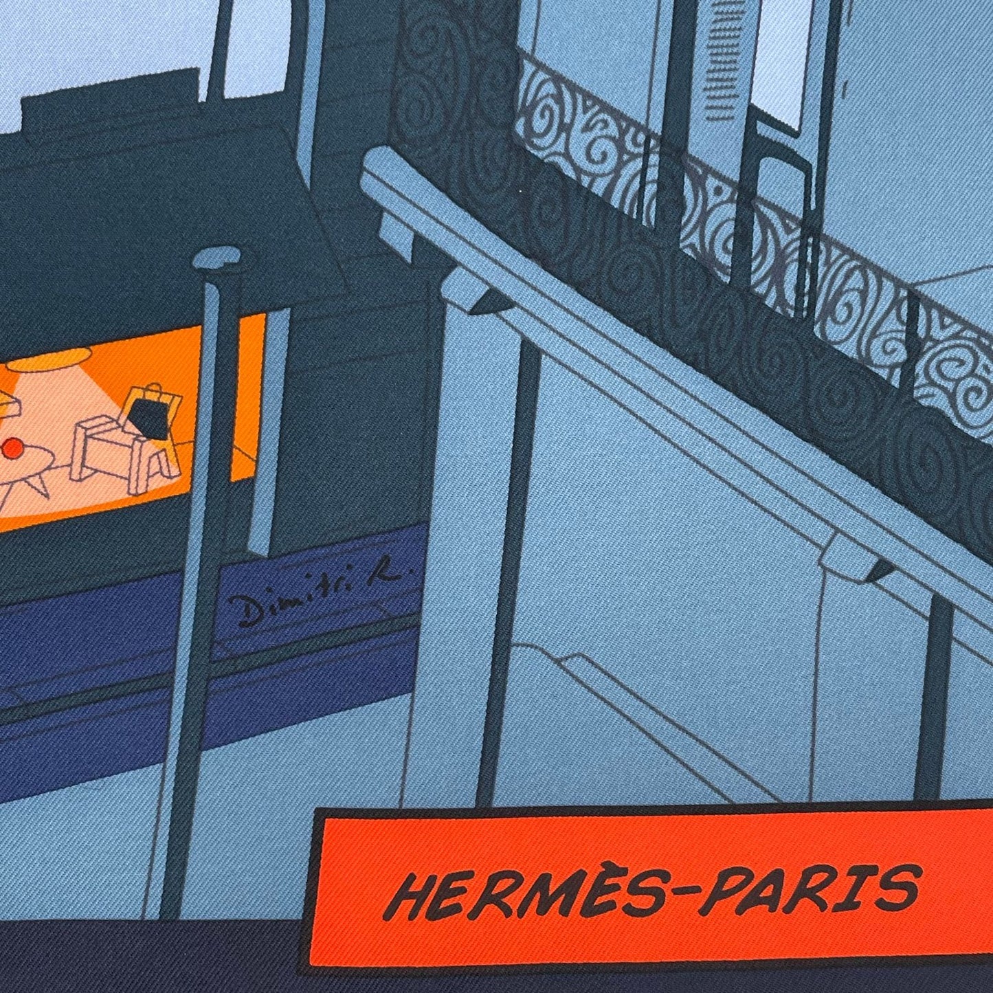 Hermes Carre 90 Scarf Space Shopping at Faubourg Blue — view 6
