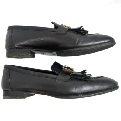 Hermes Moccasins Royale 37 Black Leather Gold Shoes — view 5