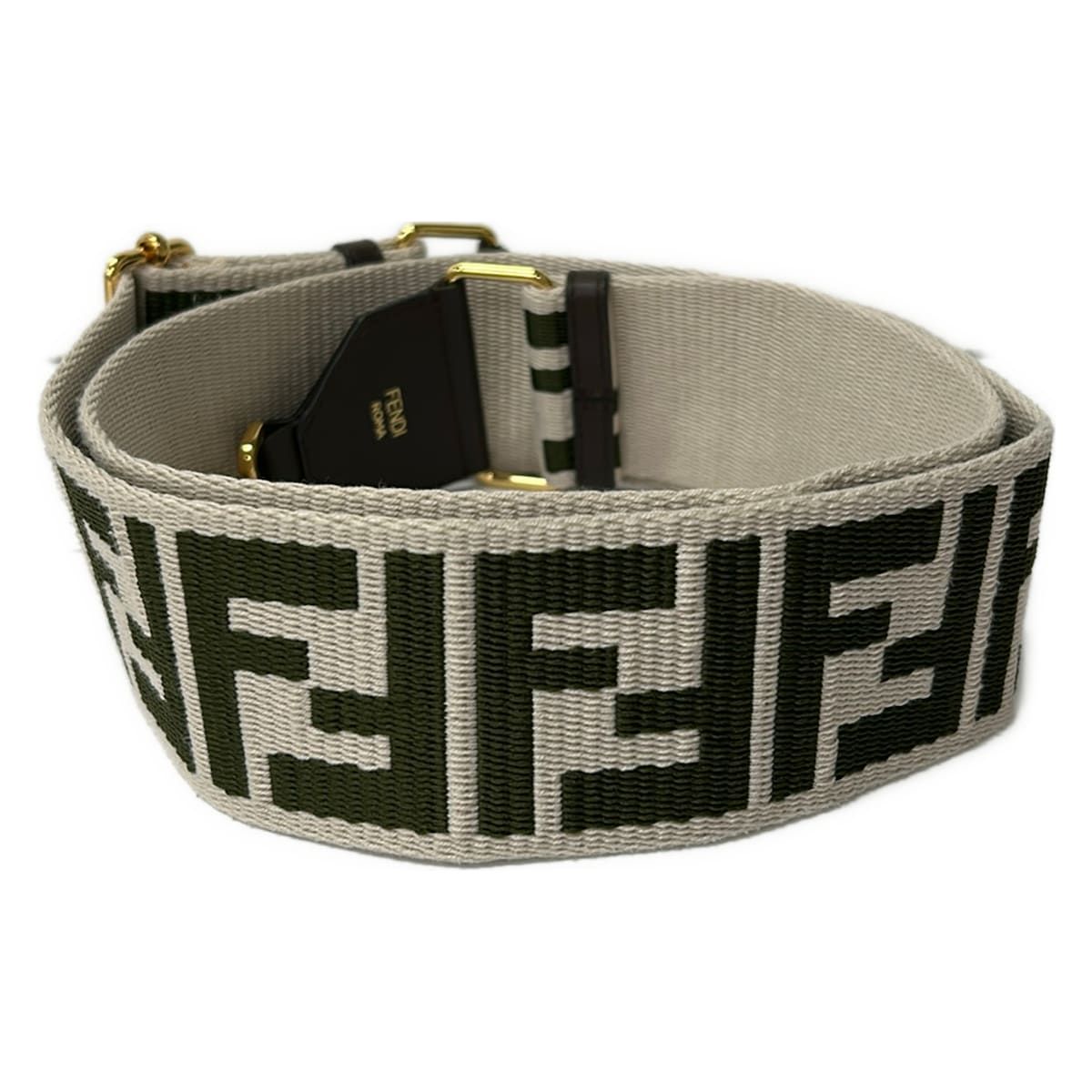 Fendi Shoulder Strap Dark Brown Beige Khaki Zucca Pattern Leather — view 2