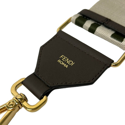 Fendi Shoulder Strap Dark Brown Beige Khaki Zucca Pattern Leather — view 3