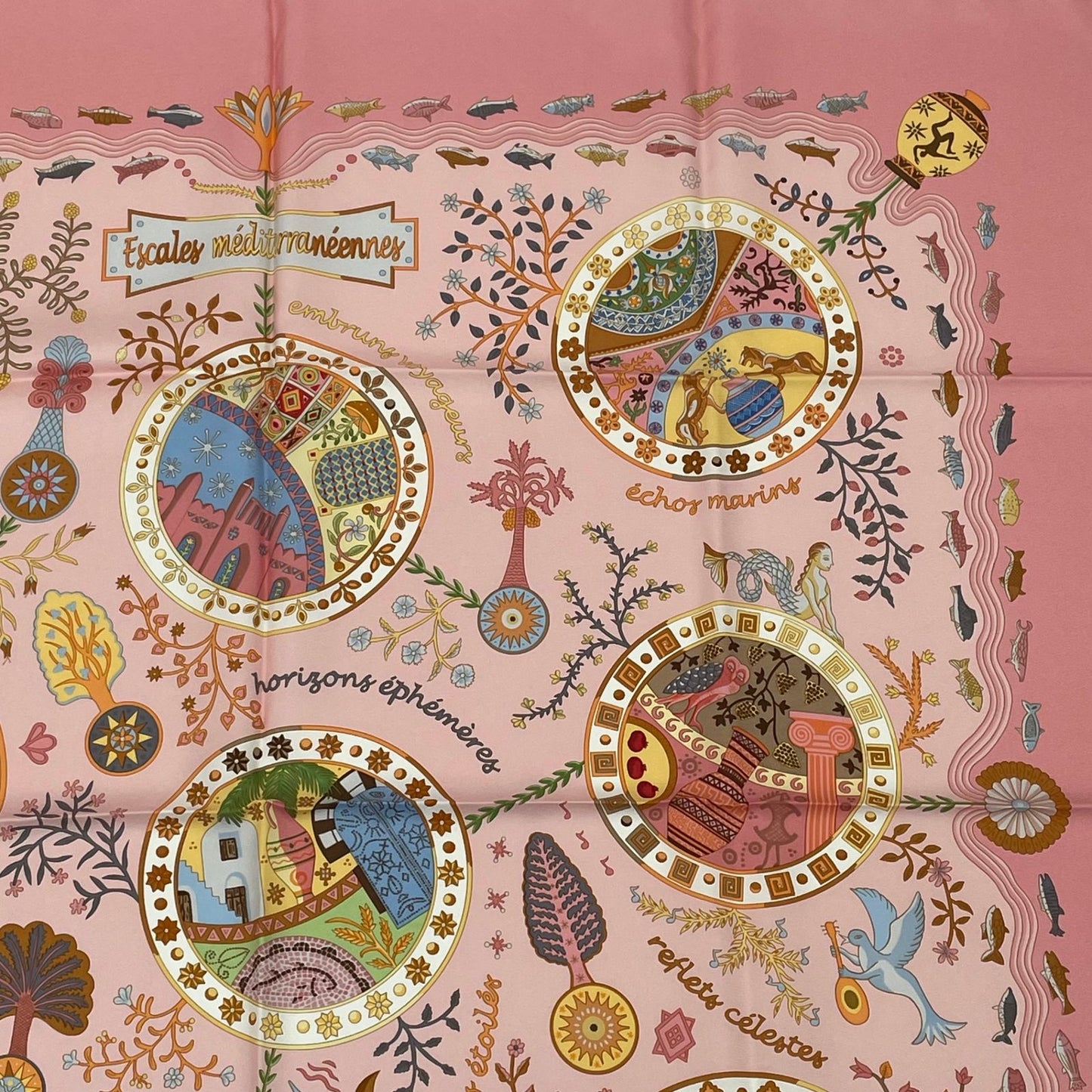 Hermes Carre 90 Escales Mediterraneennes Mediterranean Port Town Scarf Silk — view 4